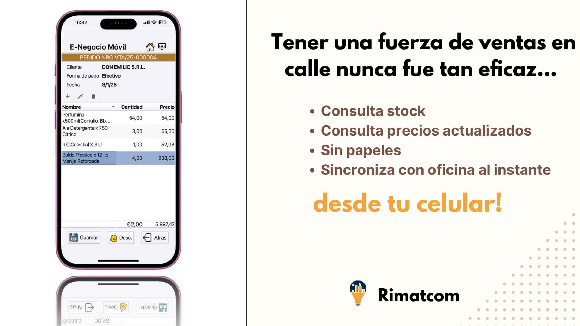 Toma pedidos de venta en calle y sincroniza automáticamente